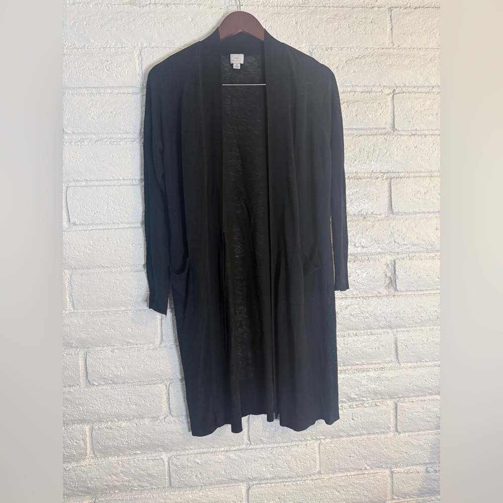 A New Day Black Open Front Cardigan Duster Size M